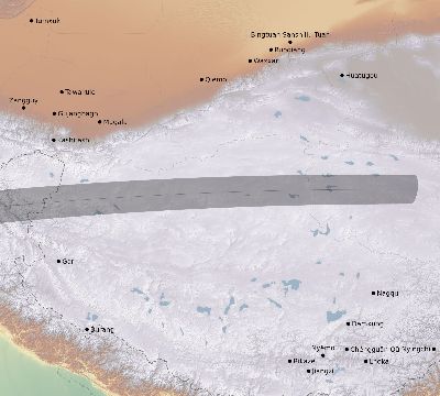 Map of the eclipse path across China on 03/20/2034