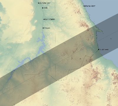 Map of the eclipse path across Egypt on 03/20/2034