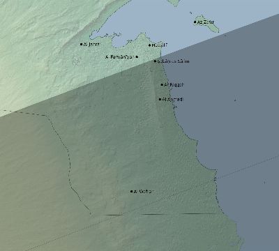 Map of the eclipse path across Kuwait on 03/20/2034