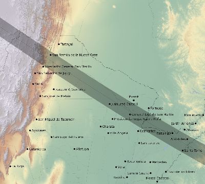 Map of the eclipse path across Argentina on 09/12/2034