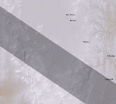 Map of the eclipse path across Bolivia on 09/12/2034