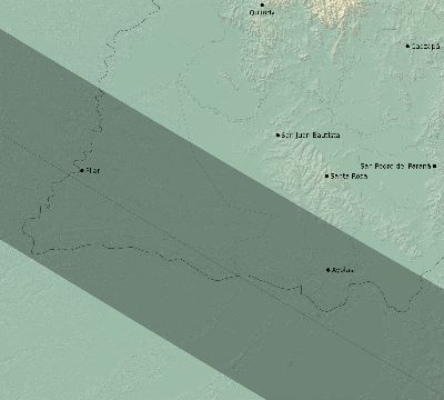 Map of the eclipse path across Paraguay on 09/12/2034