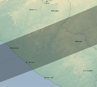 Map of the eclipse path across Liberia on 01/05/2038