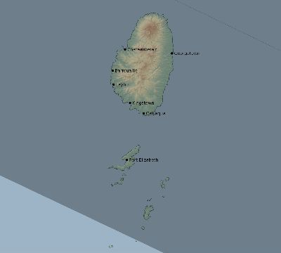 Map of the eclipse path across Saint Vincent and the Grenadines on 01/05/2038
