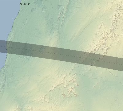 Map of the eclipse path across Western Sahara on 07/02/2038