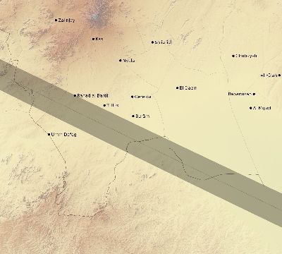 Map of the eclipse path across Sudan on 07/02/2038