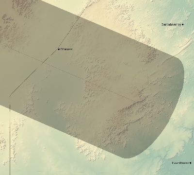 Map of the eclipse path across Somalia on 07/02/2038