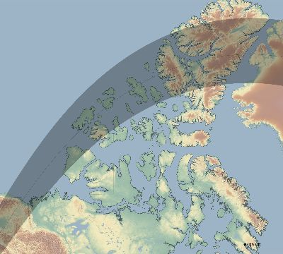Map of the eclipse path across Canada on 06/21/2039