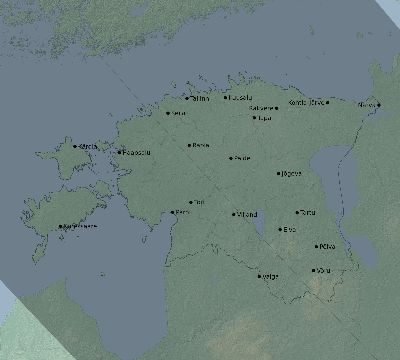 Map of the eclipse path across Estonia on 06/21/2039