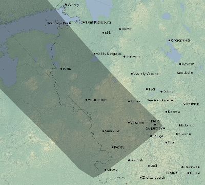 Map of the eclipse path across Russia on 06/21/2039