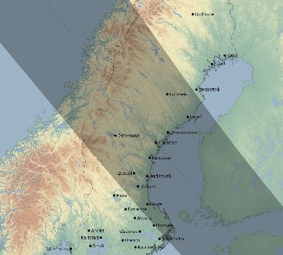Map of the eclipse path across Sweden on 06/21/2039