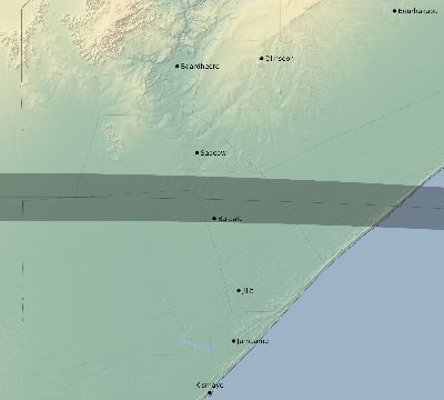 Map of the eclipse path across Somalia on 04/30/2041