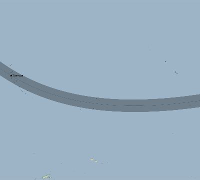 Map of the eclipse path across Kiribati on 10/25/2041