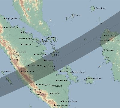 Map of the eclipse path across Indonesia on 04/20/2042
