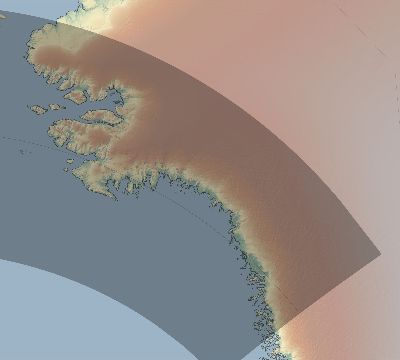 Map of the eclipse path across Greenland on 08/23/2044