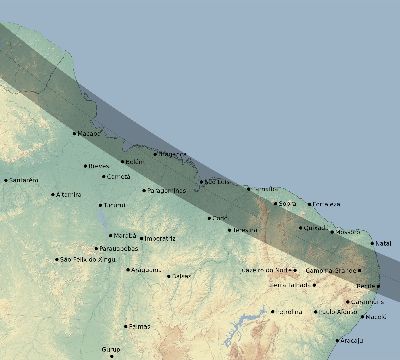Map of the eclipse path across Brazil on 08/12/2045