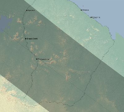 Map of the eclipse path across French Guiana on 08/12/2045