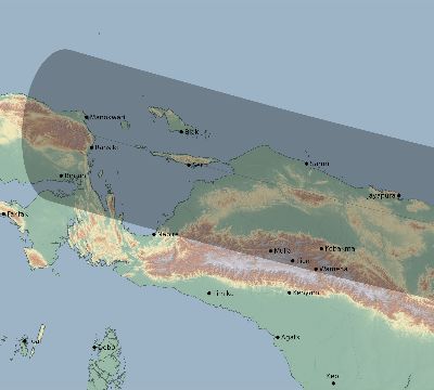 Map of the eclipse path across Indonesia on 02/05/2046