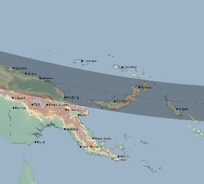 Map of the eclipse path across Papua New Guinea on 02/05/2046