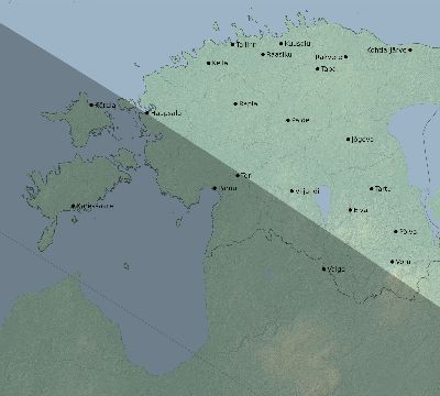 Map of the eclipse path across Estonia on 06/11/2048