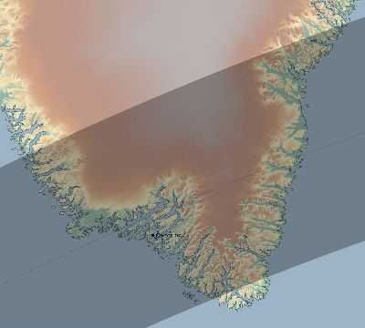 Map of the eclipse path across Greenland on 06/11/2048