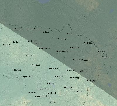 Map of the eclipse path across Lithuania on 06/11/2048