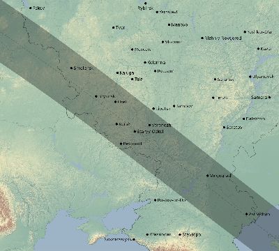 Map of the eclipse path across Russia on 06/11/2048