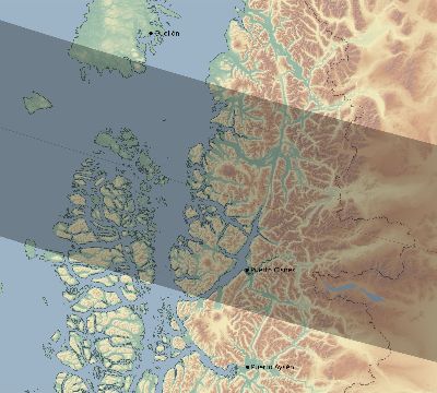 Map of the eclipse path across Chile on 12/05/2048