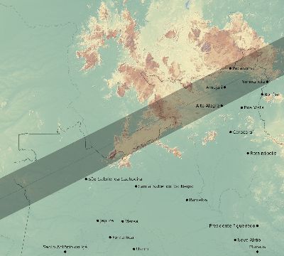 Map of the eclipse path across Brazil on 05/31/2049