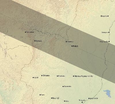 Map of the eclipse path across Republic of the Congo on 05/31/2049