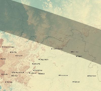 Map of the eclipse path across Guinea on 05/31/2049