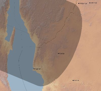 Map of the eclipse path across Tanzania on 05/31/2049