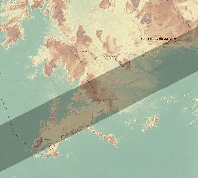 Map of the eclipse path across Venezuela on 05/31/2049