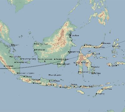 Map of the eclipse path across Indonesia on 11/25/2049