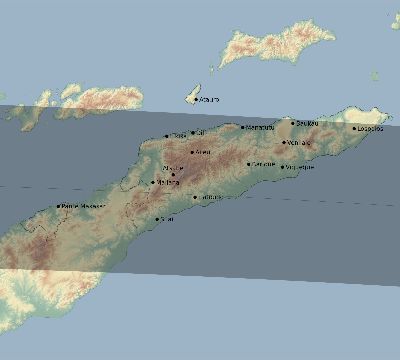 Map of the eclipse path across Timor-Leste on 09/22/2052