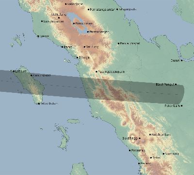 Map of the eclipse path across Indonesia on 09/12/2053