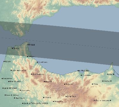 Map of the eclipse path across Morocco on 09/12/2053