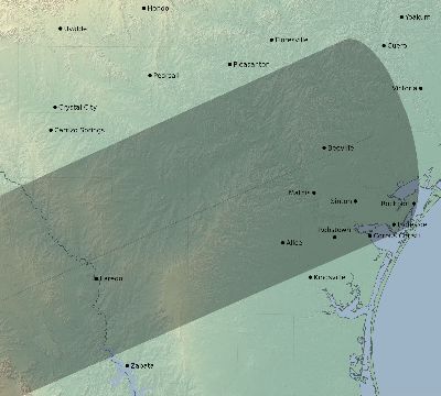 Map of the eclipse path across United States on 01/16/2056