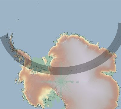 Map of the eclipse path across Antarctica on 12/26/2057