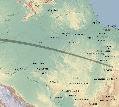 Map of the eclipse path across Brazil on 05/11/2059