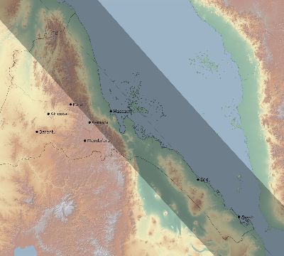 Map of the eclipse path across Eritrea on 11/05/2059