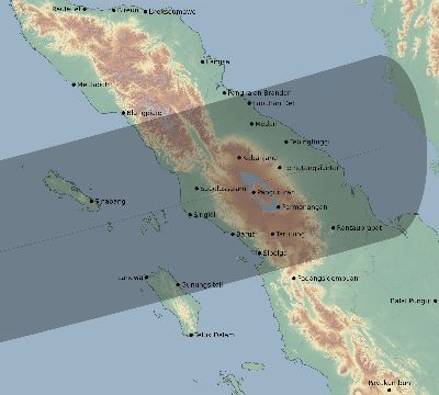 Map of the eclipse path across Indonesia on 11/05/2059