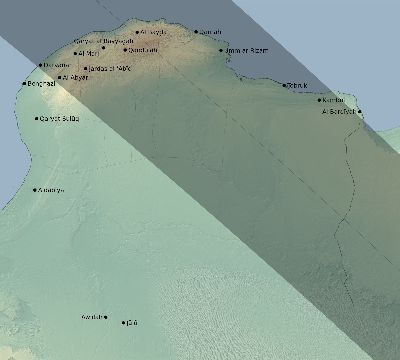 Map of the eclipse path across Libya on 11/05/2059