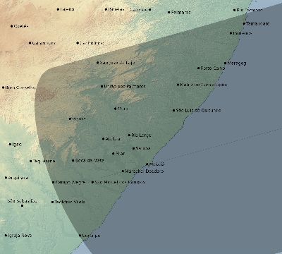Map of the eclipse path across Brazil on 04/30/2060