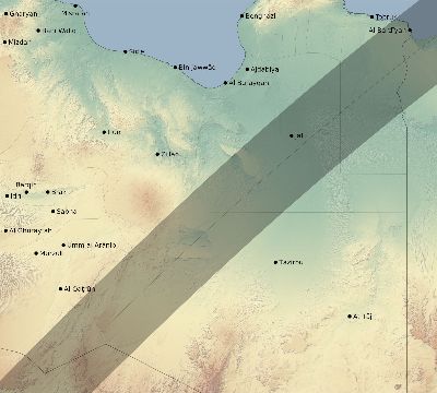 Map of the eclipse path across Libya on 04/30/2060