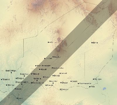 Map of the eclipse path across Niger on 04/30/2060