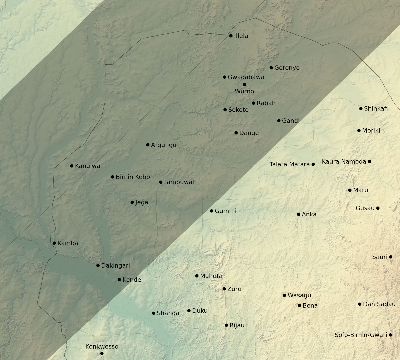 Map of the eclipse path across Nigeria on 04/30/2060