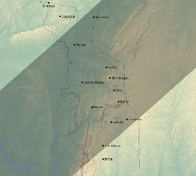 Map of the eclipse path across Togo on 04/30/2060