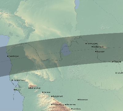 Map of the eclipse path across Turkmenistan on 04/30/2060