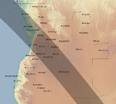 Map of the eclipse path across Angola on 10/24/2060